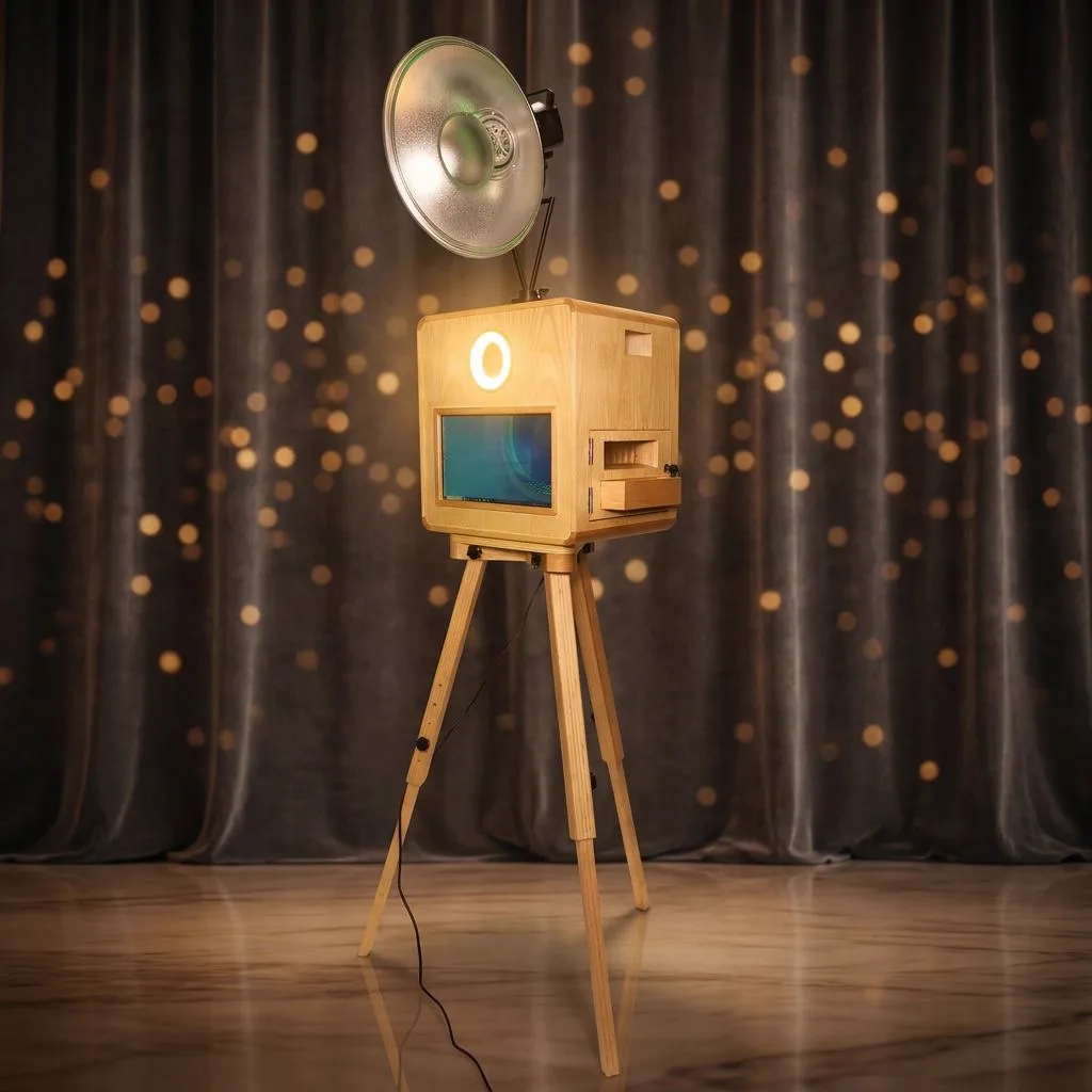 The Vintage Wooden Booth photo booth set up at an elegant Las Vegas event