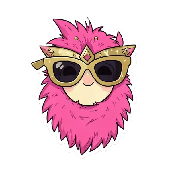 Sticker of a feather boa and novelty sunglasses